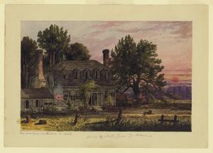The Moore House near Yorktown, Va. by William McIlvaine. Scene of the October 17, 1781 surrender negotiations. Courtesy of the  Library of Congress