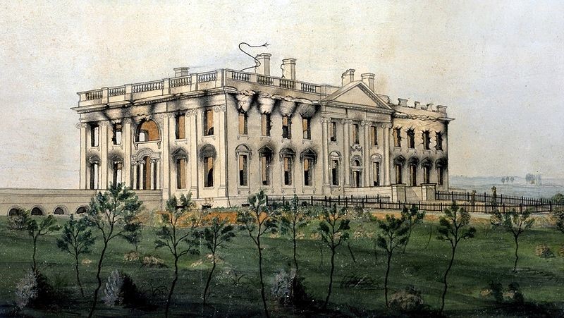 The burned out shell of the White House following the British occupation of Washington. (The President's House, by George Munger, 1814-1815)
